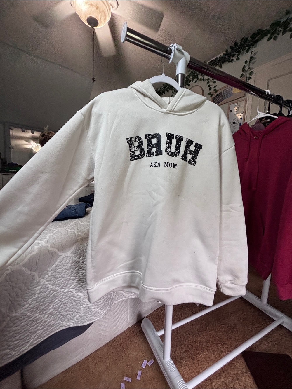 BRUH AKA MOM Cream Graphic Hoodie